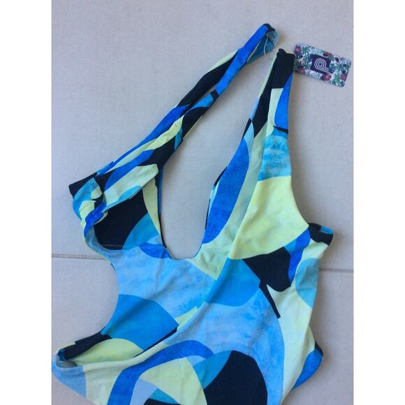 Pesfeel One Piece Swimsuit Monokini Asymmetric Padded Swimwear - Picture 5 of 8